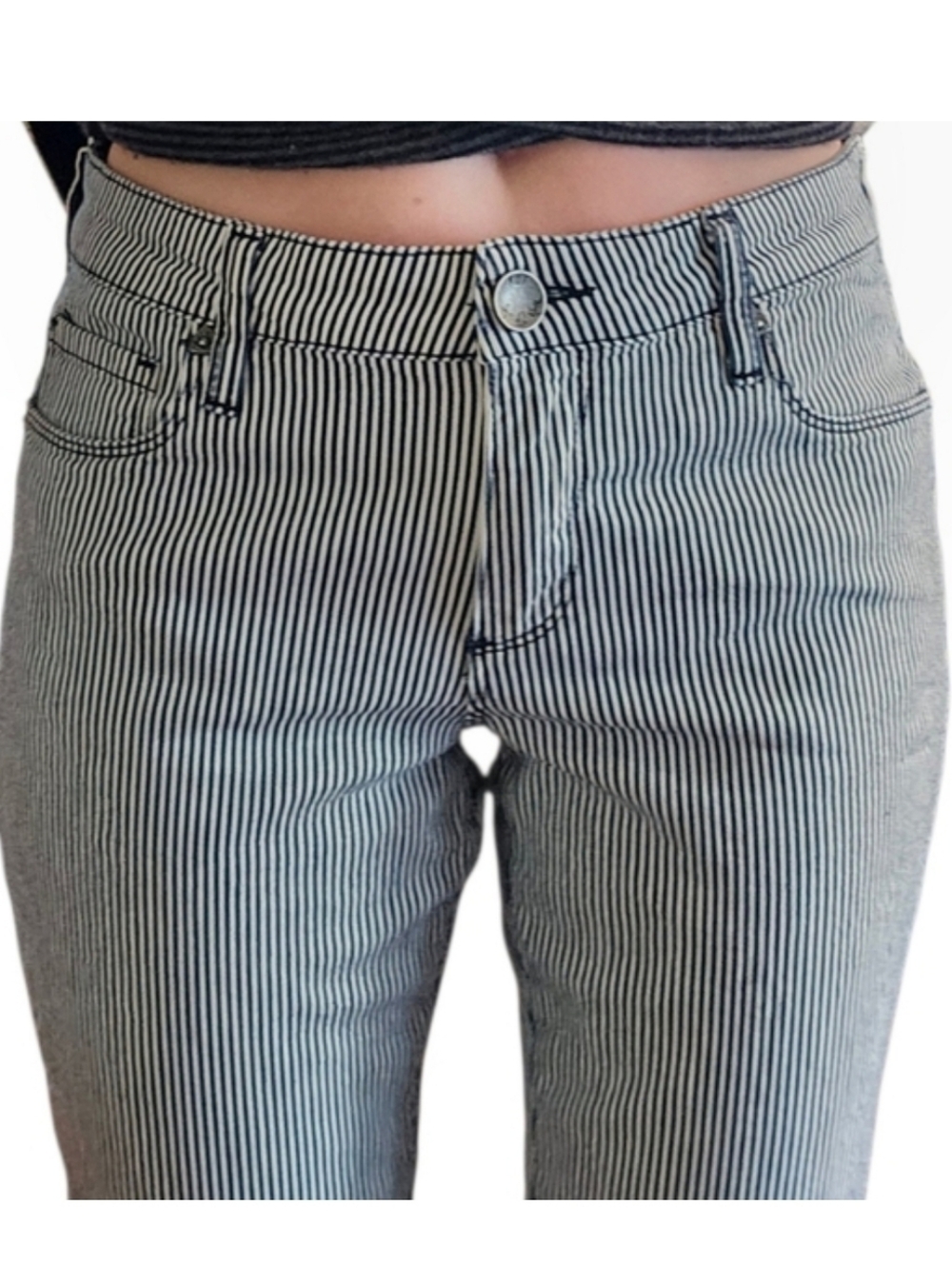 kut from the kloth reeze black white Charlotte striped jeans ankle straight legs